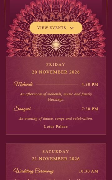 Blush Lotus wedding invitation events details preview