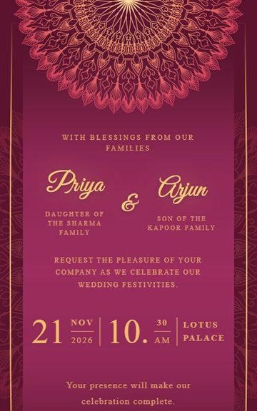 Blush Lotus wedding invitation cover preview