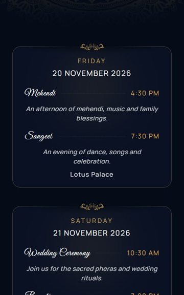 Royal Wedding wedding invitation events details preview
