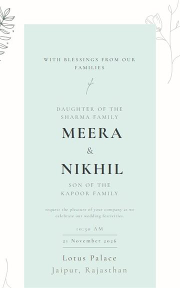 Subtle Nature wedding invitation cover preview